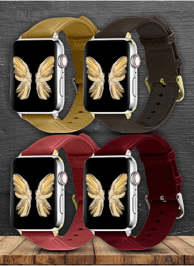 CATANES - 4 Pack For Apple Watch Band 38mm/40mm/41mm Leather Band Buckle Strap Wristband Compatible with Apple watch series 7/6/5/4/3/2/1/SE - Image 1