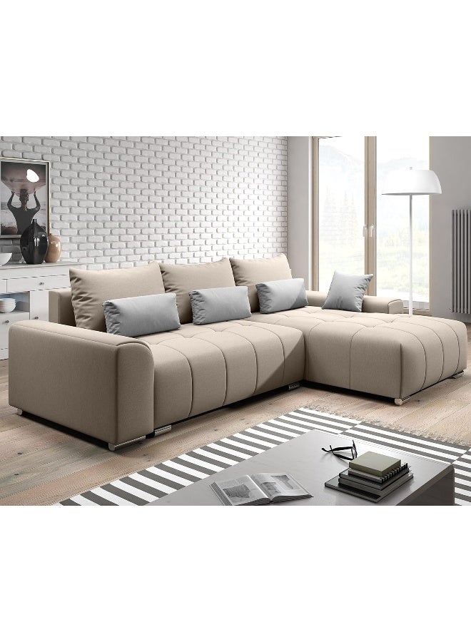 Comfynest Modern Living Corner Sectional Sofa Set Elevate Your Space with Comfort and Style (Beige, Left)  - Image 1