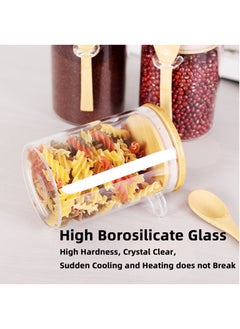 Teuuea 4 Pack Glass Jars with Airtight Bamboo Lids and Spoons, Clear High Borosilicate Glass BPA-Free Food Storage Containers Canisters, for Overnight Oats Coffee Tea Sugar Spice Candy Cookie (4X 500ML)  - Image 3
