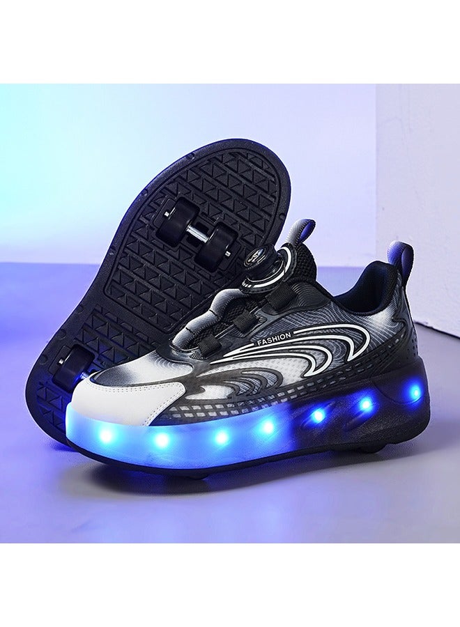 Loquat Kids Roller Skates LED Two-Wheel Flash Stylish Shiny Sneaker Skates With Wheels and Lightning Soles For Easy Swivel Buckle Kids Shoes - Image 1