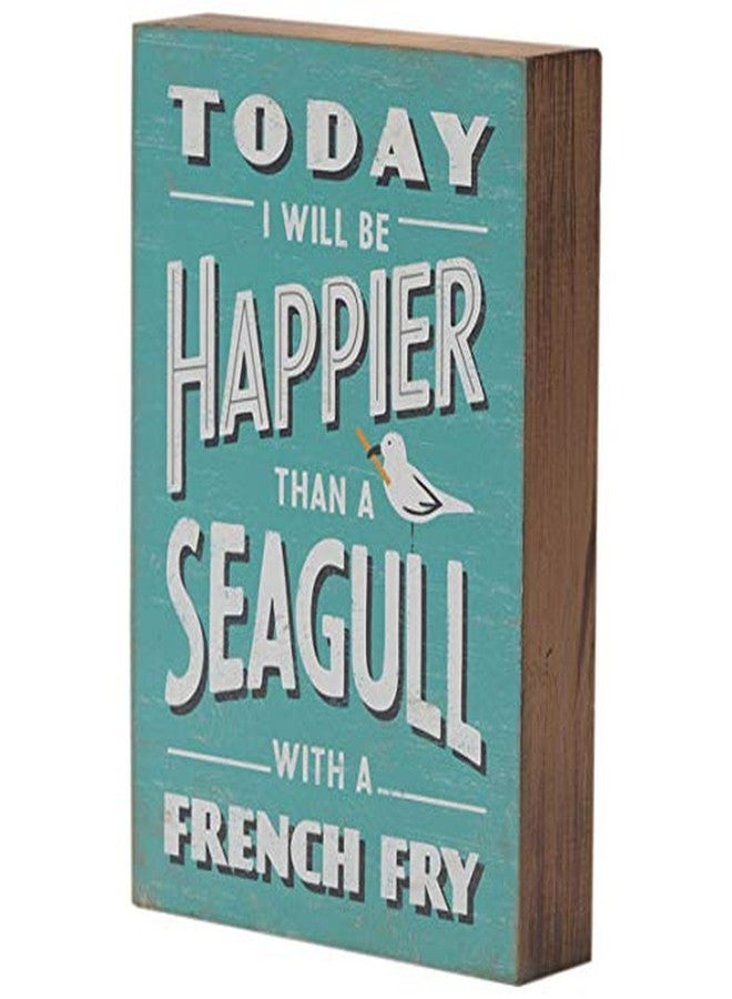 أوبن رود براندز لوحة جدارية خشبية من أوبن رود براندز تحمل شعار "أسعد من طائر النورس مع بطاطا مقلية" - لوحة صندوقية ملهمة لطيفة بطابع شاطئي - Image 2