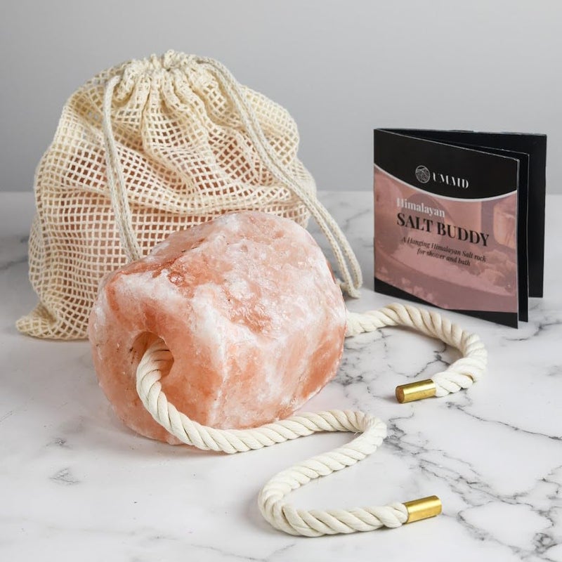 UMAID Himalayan Bath Salt Buddyâ„¢ 4 lb â€“ Hanging Mineral Salt Rock for Shower & Bath, Solid Pink Himalayan Stone for Natural Steam, Relaxation & Spa-Like Self-Care, Unique Gift for Men & Women - Image 4