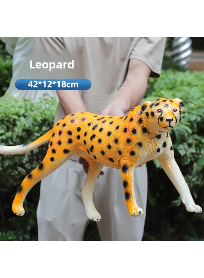 Simulation Soft Rubber Children's Toy Model Simulation Forest Animal Large Lion Tiger Leopard Elephant Wholesale-color:Leopard 【Animals】 - Image 1
