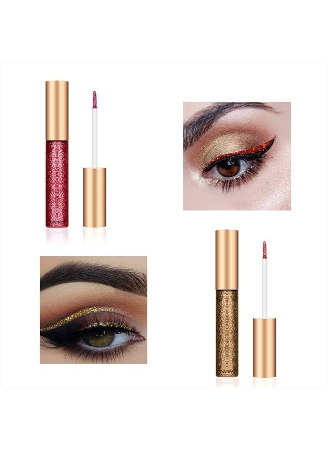 Ownest - 10 Colors Liquid Glitter Eyeliner Set, Metallic Shimmer Glitter Eyeshadow, Long Lasting Waterproof Shimmer Sparkling Eyeliner Eye Shadow-10pcs(B) - Image 1