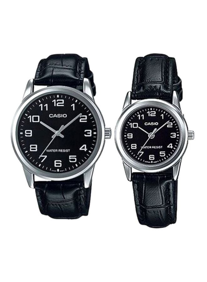 CASIO Unisex Water Resistant Analog Couple Watch Set MTP/LTP-V001L-1BUDF - Image 1