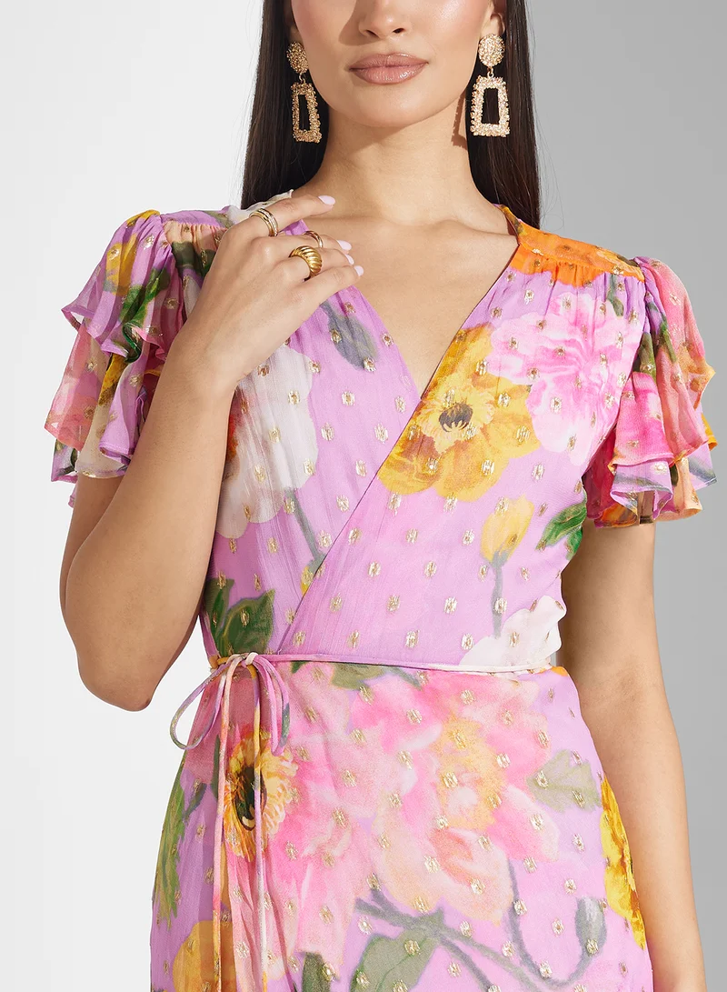 Hope & Ivy Floral Ruffle-Sleeve Dress