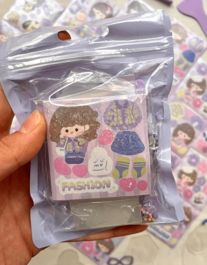 كاغيت جيمي دوكان Design Your Own Keychain with Cute Girl 58 Piece Purple Sticker Set / Keychain / Bullet Journal