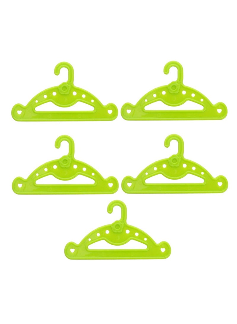 Doll Clothes Hangers, 5Pcs Hangers for Girl Doll, Mini Portable Wardrobe Dress Shirt Coat Kids Toy Accessory Accessories Green  - Image 1