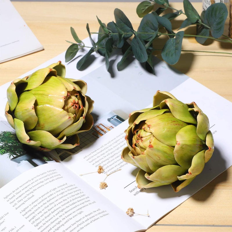 Onlove Large Green Artificial Artichoke Vegetables Fake Artichoke for Home Decor (Green(9pcs))  - Image 5