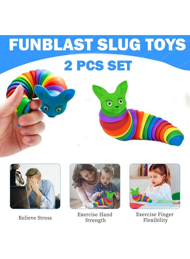 فنبلاست ألعاب فن بلاست سلج - ألعاب سلج صغيرة، ألعاب أطفال، ألعاب حسية للأطفال، لعبة تُصدر أصوات نقر، لعبة بمفاصل مرنة قابلة للتمدد للقلق والتوحد (قطعتان) - Image 3