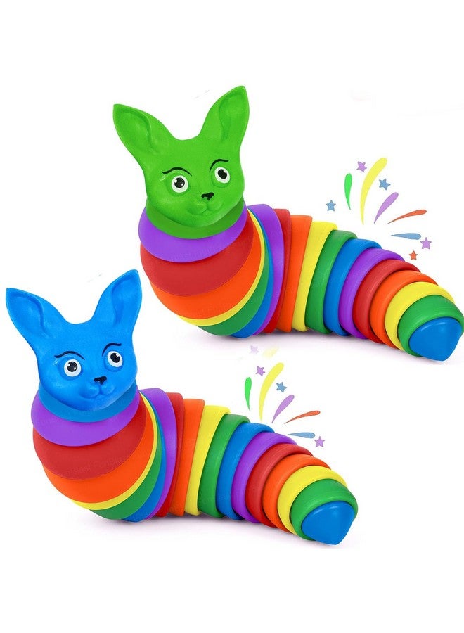 فنبلاست ألعاب فن بلاست سلج - ألعاب سلج صغيرة، ألعاب أطفال، ألعاب حسية للأطفال، لعبة تُصدر أصوات نقر، لعبة بمفاصل مرنة قابلة للتمدد للقلق والتوحد (قطعتان) - Image 1