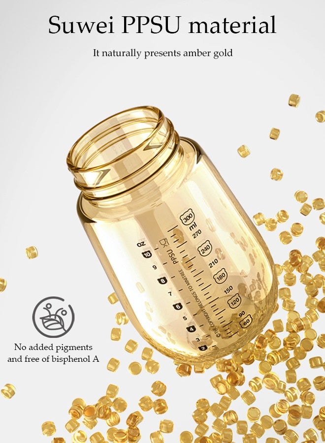 DUNISO زجاجة رضّع 240 مل، زجاجة رضّع قريبة من الطبيعة، زجاجة تغذية للأطفال مع مقبض، زجاجة مصاصة مضادة للانتفاخ، مادة PPSU، زجاجة متعددة الاستخدامات - Image 3