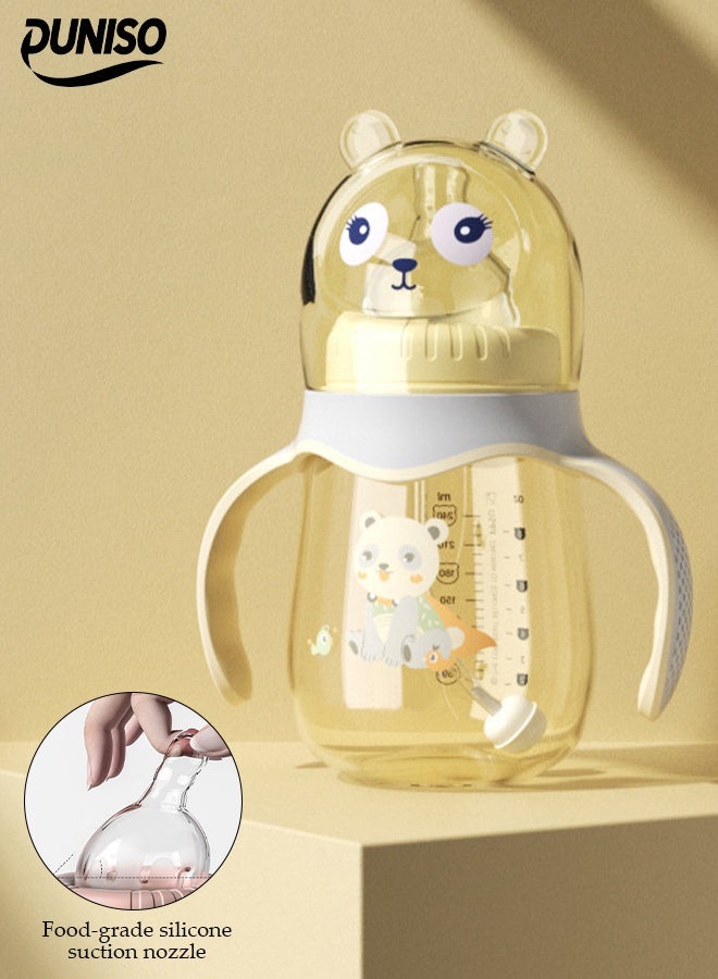 DUNISO زجاجة رضّع 240 مل، زجاجة رضّع قريبة من الطبيعة، زجاجة تغذية للأطفال مع مقبض، زجاجة مصاصة مضادة للانتفاخ، مادة PPSU، زجاجة متعددة الاستخدامات - Image 1
