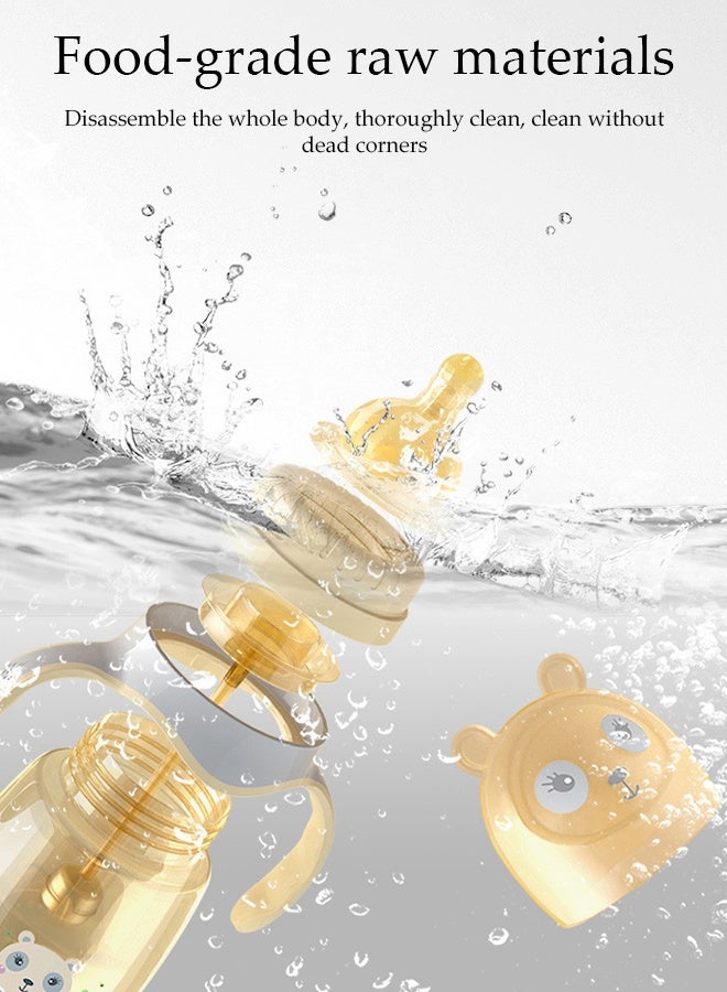 DUNISO زجاجة رضّع 240 مل، زجاجة رضّع قريبة من الطبيعة، زجاجة تغذية للأطفال مع مقبض، زجاجة مصاصة مضادة للانتفاخ، مادة PPSU، زجاجة متعددة الاستخدامات - Image 5