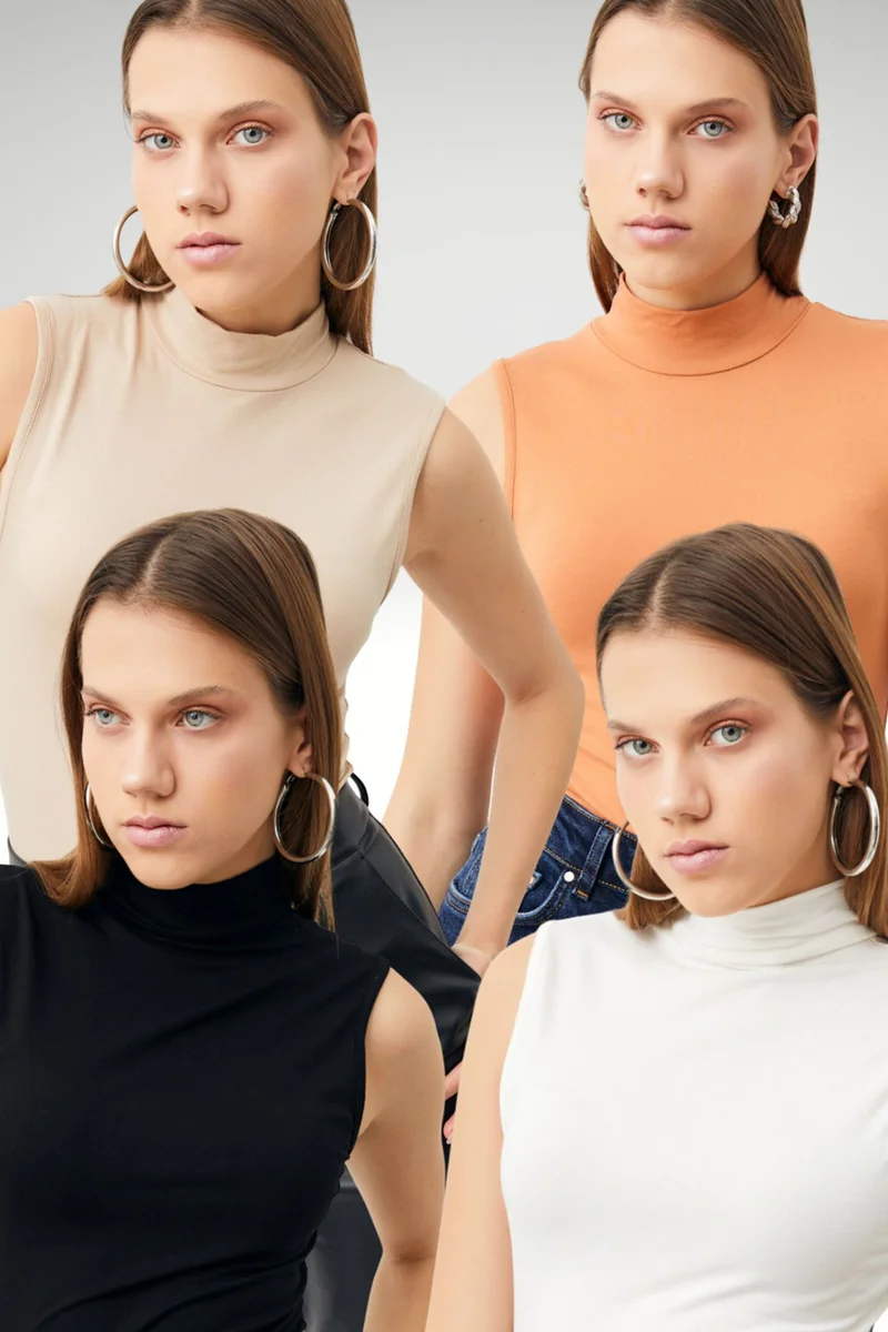 Bipantolon BIPANTOLON Women's 4-Pack Half Turtleneck Bodysuits