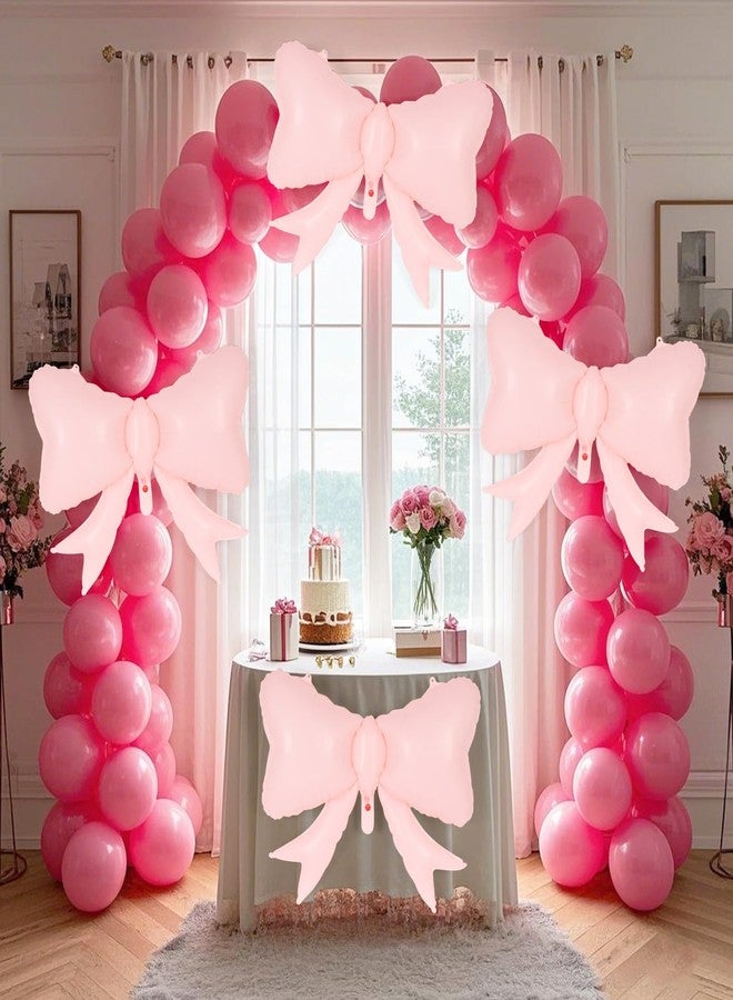 YOTHORN 6 Pcs Pink Bow Balloons for Girls, 35 Inch Bow Foil Balloons,Pink Bows Gender Reveal Decorations for Birthday Party Wedding Baby Shower Mouse Party Decoration - Image 5
