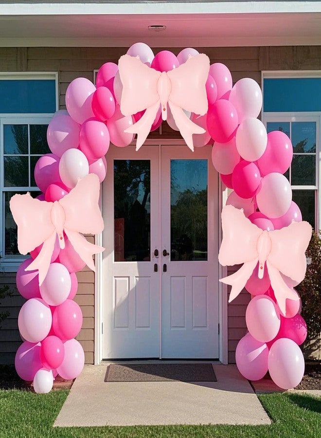 YOTHORN 6 Pcs Pink Bow Balloons for Girls, 35 Inch Bow Foil Balloons,Pink Bows Gender Reveal Decorations for Birthday Party Wedding Baby Shower Mouse Party Decoration - Image 3