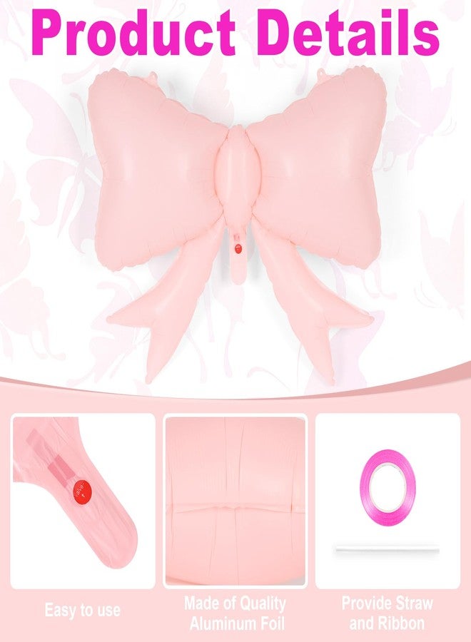 YOTHORN 6 Pcs Pink Bow Balloons for Girls, 35 Inch Bow Foil Balloons,Pink Bows Gender Reveal Decorations for Birthday Party Wedding Baby Shower Mouse Party Decoration - Image 4