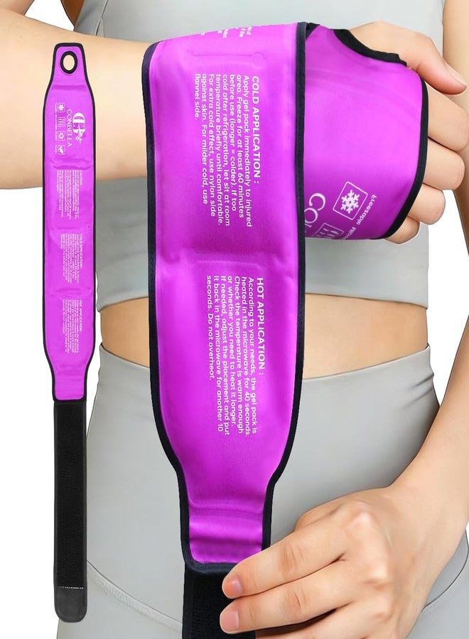 Conbella Wrist Ice Pack Wrap for Carpal Tunnel Relief, Reusable Hot Cold Compress Brace for Hand Pain & Swelling, Dual-Layer Fabric for Tendonitis, Arthritis, Surgery Recovery (1, Purple - Image 1