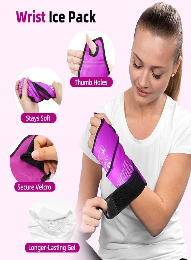 Conbella Wrist Ice Pack Wrap for Carpal Tunnel Relief, Reusable Hot Cold Compress Brace for Hand Pain & Swelling, Dual-Layer Fabric for Tendonitis, Arthritis, Surgery Recovery (1, Purple - Image 5