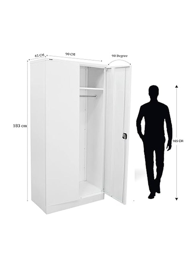 RIGID Home Cupboard with Clothes-Hanging Space Shelving - Flush Key lock (White) - Image 2