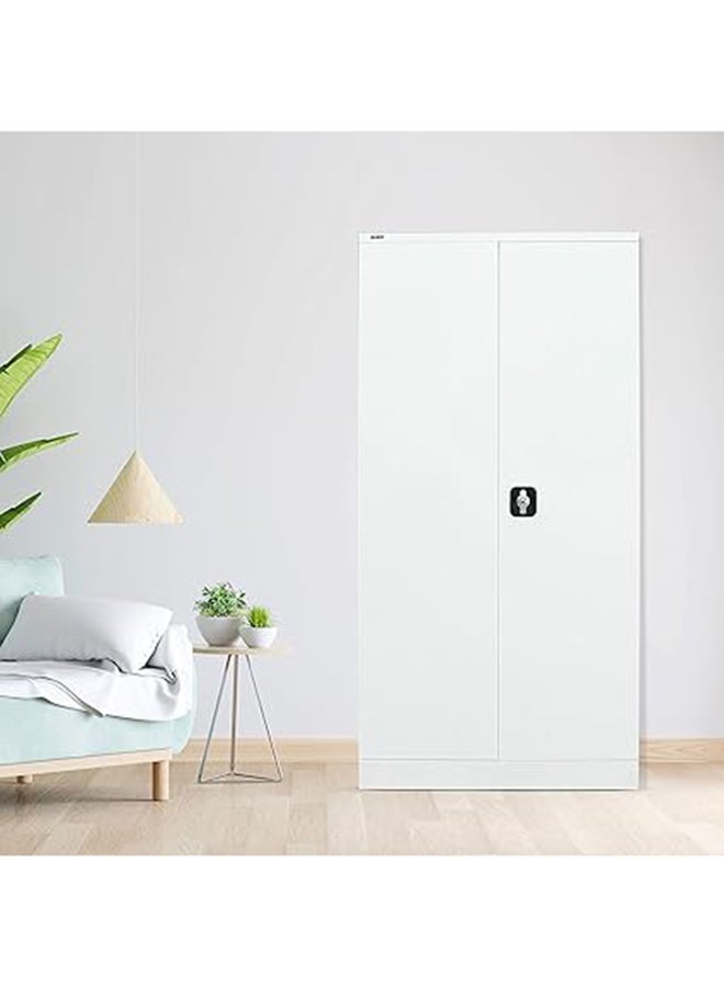 RIGID Home Cupboard with Clothes-Hanging Space Shelving - Flush Key lock (White) - Image 1