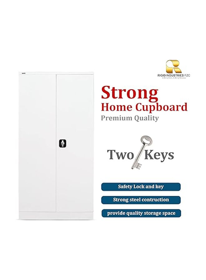 RIGID Home Cupboard with Clothes-Hanging Space Shelving - Flush Key lock (White) - Image 3