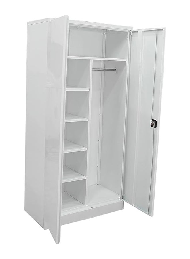 RIGID Home Cupboard with Clothes-Hanging Space Shelving - Flush Key lock (White) - Image 4