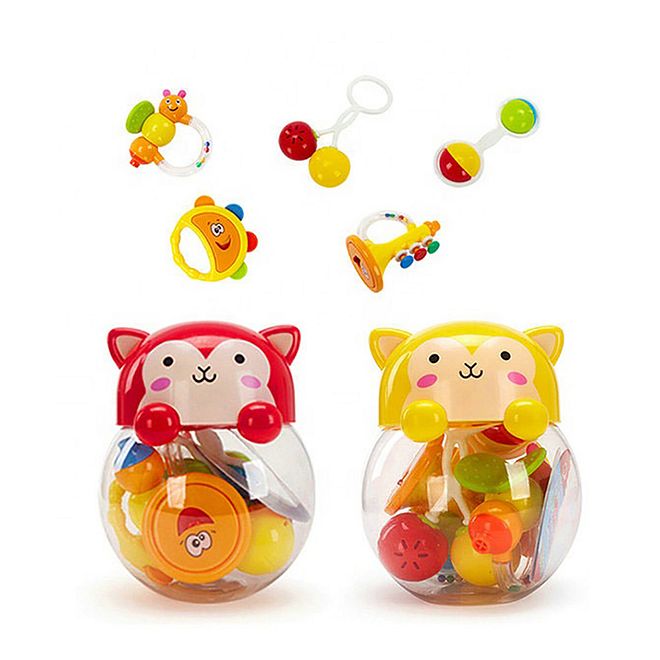 Goodway Baby Rattle & Teething Toy Set, 5 Piece, Red, BPA-Free ABS, 3M+, Easy Grip, Hand-Eye Coordination Development - Image 2