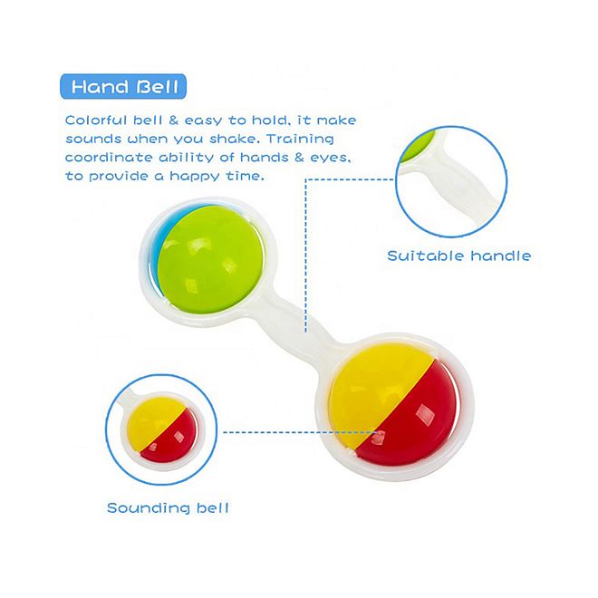 Goodway Baby Rattle & Teething Toy Set, 5 Piece, Red, BPA-Free ABS, 3M+, Easy Grip, Hand-Eye Coordination Development - Image 5