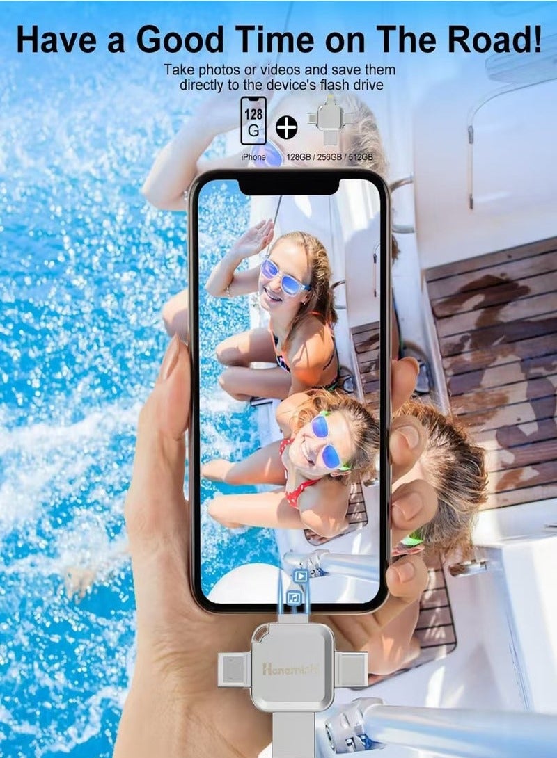 64GB USB 3.0 Flash Drive – 4-in-1 High-Speed Type-C External Storage for Android Phones, iPhone, iPad, MacBook, and Laptops (Silver) - Image 5