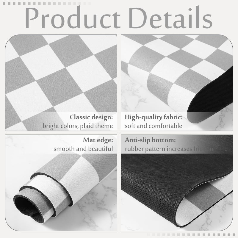Tinideya Coffee Mat Checkered Dish Drying Mat for Kitchen Counter Coffee Bar Vintage Buffalo Dish Pad Absorbent Kitchen Drying Mat for Bar Station Accessories Easy Clean(Grey,12 x 16 Inches) - Image 3