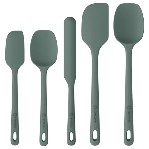 ChefAide 5 Pieces Silicone Spatula Set, Food Grade Rubber Spatula, Upgrade Strong Handle with Ergonomic Grip, Heat Resistant Up to 600°F for Nonstick Cookware, Cooking Dried Thyme - Image 1