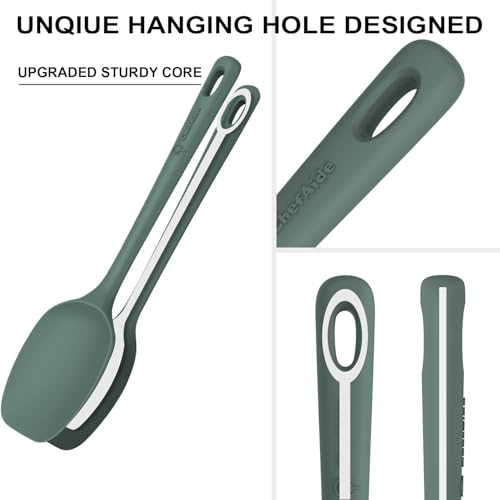 ChefAide 5 Pieces Silicone Spatula Set, Food Grade Rubber Spatula, Upgrade Strong Handle with Ergonomic Grip, Heat Resistant Up to 600°F for Nonstick Cookware, Cooking Dried Thyme - Image 3