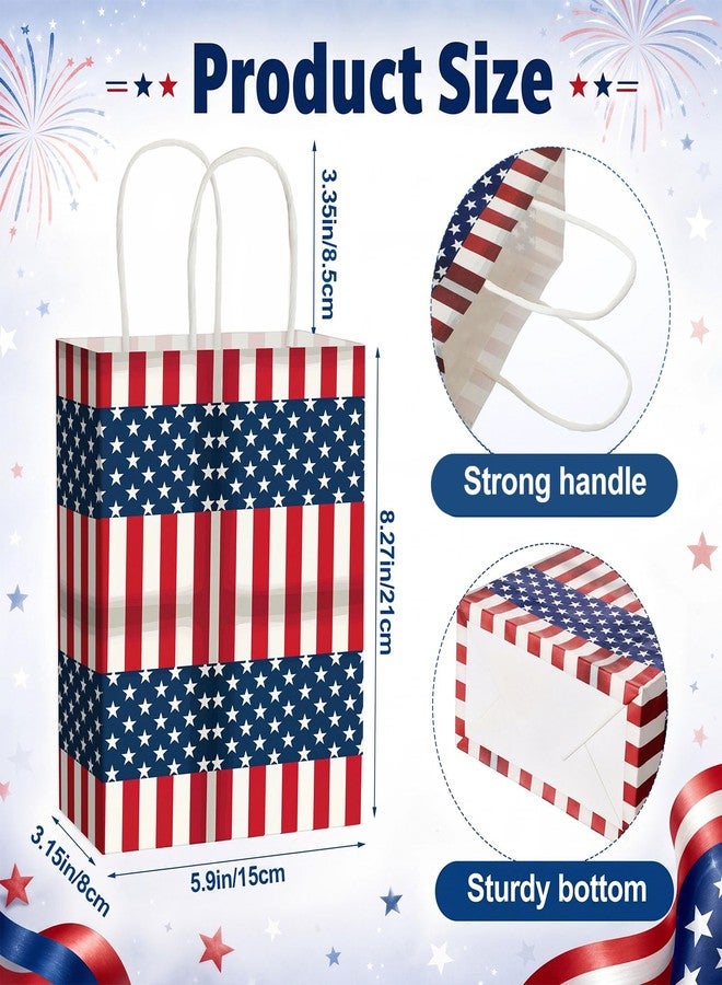 Tenceur 40 Pcs 250th Anniversary 4th of July Patriotic Gift Bags with Handles, USA Red Blue White 10 Designs American Flag Treat Paper Goodie Bags for Independence Day Veterans Patriotic Celebrations - Image 3