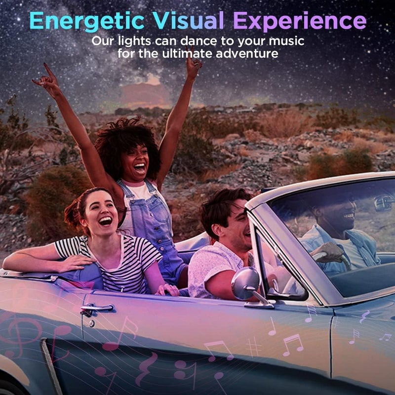 Xprite Dreamcolor LED Neon Car Interior Bluetooth Lights Strip with Remote & APP Control, Footwell Under Dash RGB Chasing Inside Light Kits, Cigarette Adapter for Vehicle Internal Trucks SUV UTV ATV - Image 5