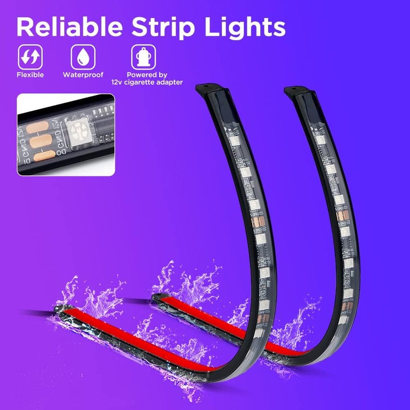Xprite Dreamcolor LED Neon Car Interior Bluetooth Lights Strip with Remote & APP Control, Footwell Under Dash RGB Chasing Inside Light Kits, Cigarette Adapter for Vehicle Internal Trucks SUV UTV ATV - Image 3