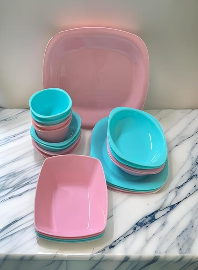 eco PLAST Dinnerware Golden Set - 21 Pcs - Multicolor