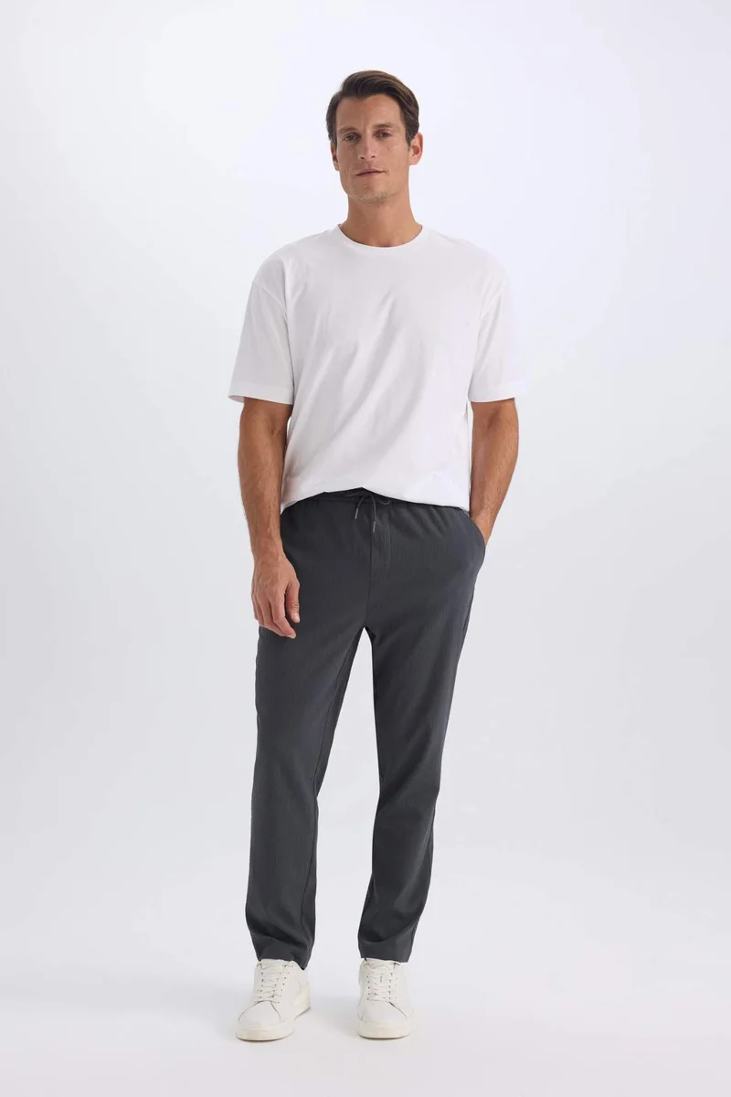 ديفاكتو Relax Fit Straight Leg Summer Fabric Trousers