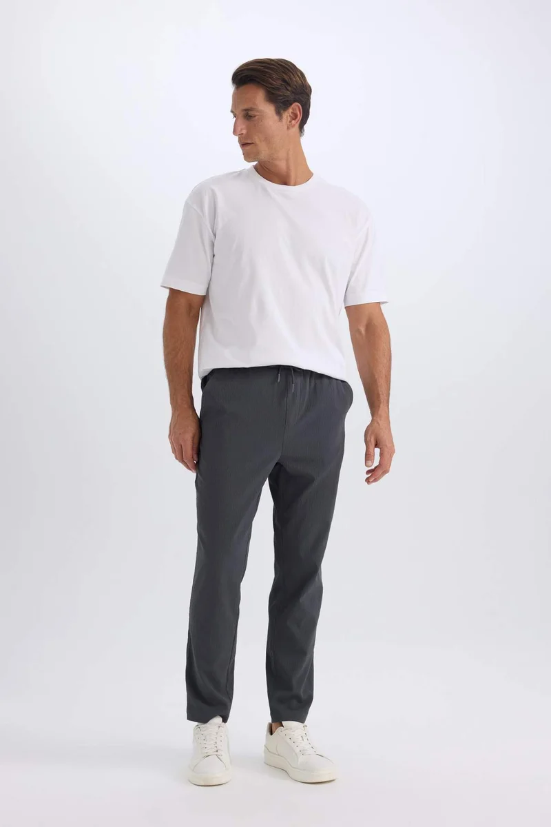 ديفاكتو Relax Fit Straight Leg Summer Fabric Trousers