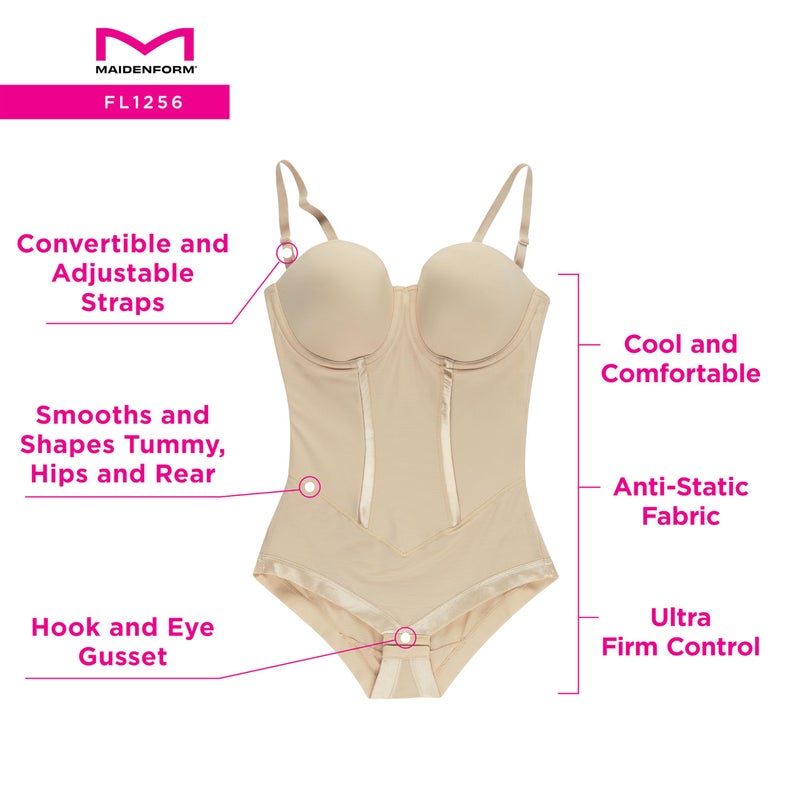Maidenform womens Shaper With Built-in Bra & Anti-static Fl1256 shapewear bodysuits, Latte Lift, 38DD US - Image 4