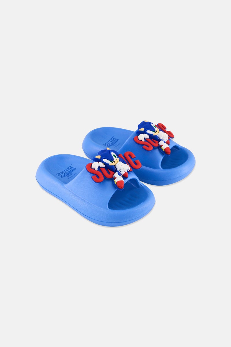 SONIC Kids Boy Sonic The Hedgehog Slip on Slides, Blue - Image 1