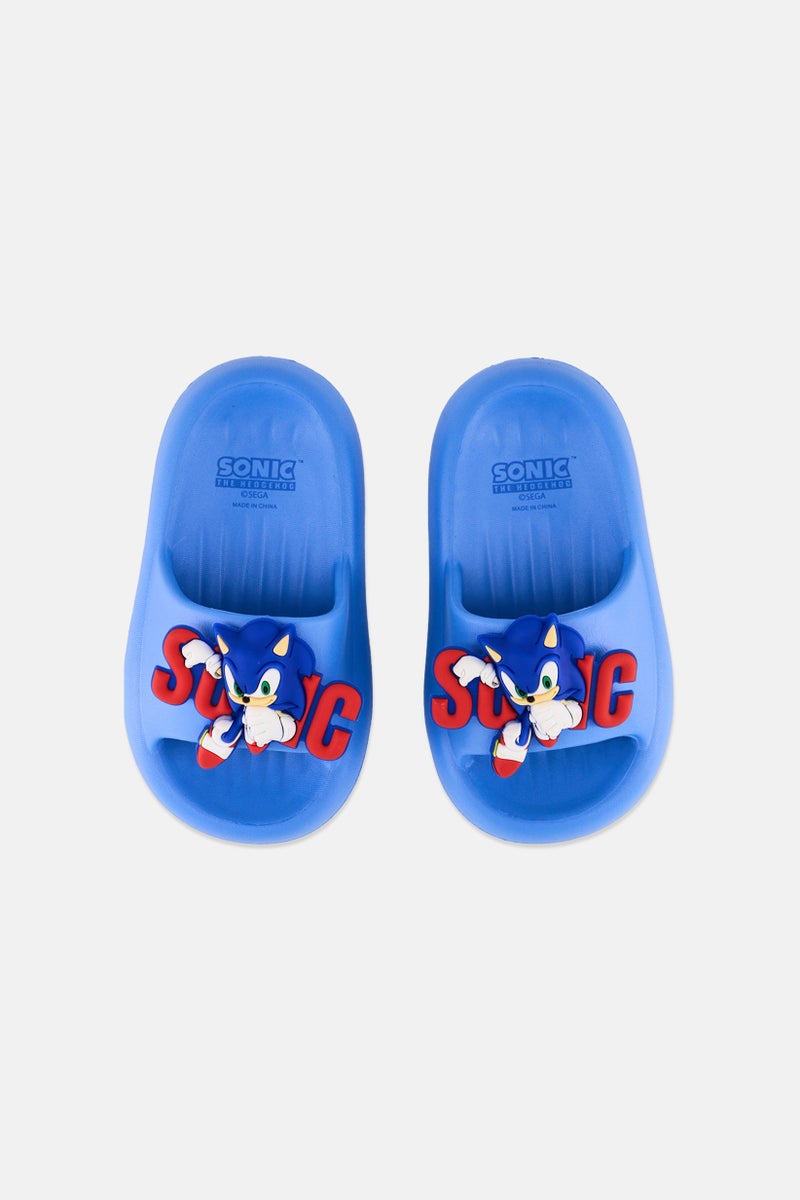SONIC Kids Boy Sonic The Hedgehog Slip on Slides, Blue - Image 2