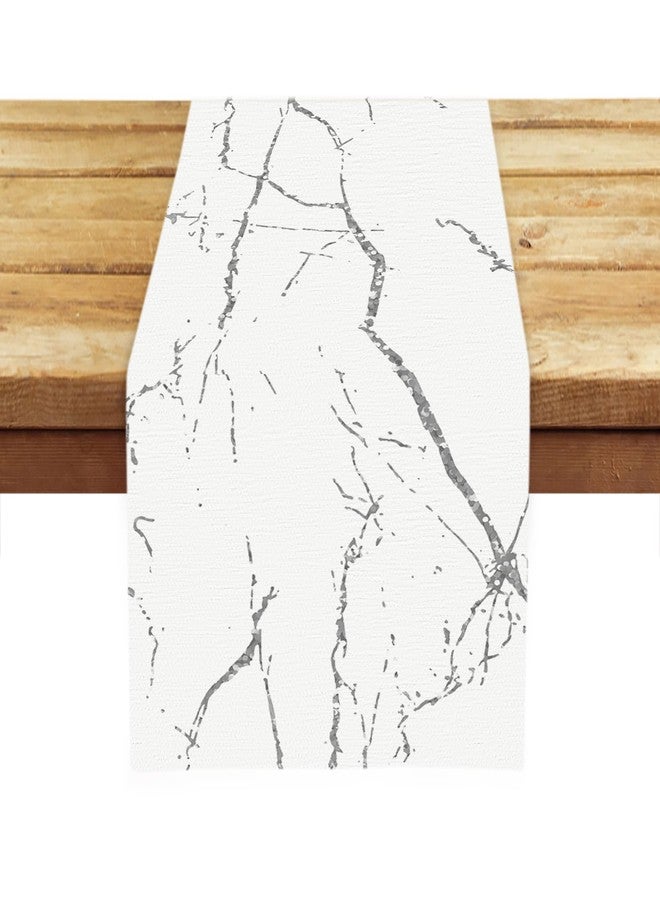 OYIMUA Marble Pattern White Table Runner Soft Thick Chenille Modern Runner for Table Rustic Home Decorations Indoor Outdoor - Image 4