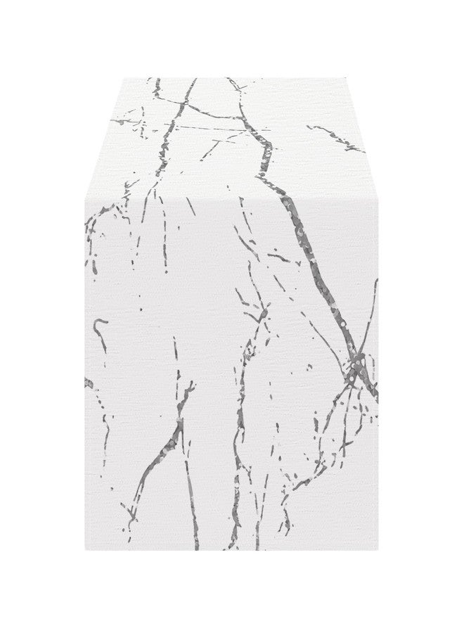 OYIMUA Marble Pattern White Table Runner Soft Thick Chenille Modern Runner for Table Rustic Home Decorations Indoor Outdoor - Image 1