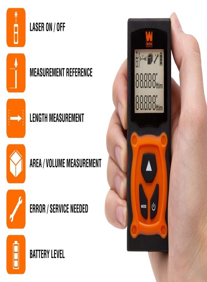 WEN 10130 Multi-Unit Compact Digital 130-Foot Laser Distance Measure with Backlit LED Screen - Image 3