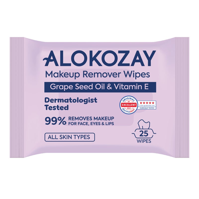 Alokozay Grape Seed Oil And Vitamin E Make Up Remover Cleansing Wipes 25 Sheets - Image 1