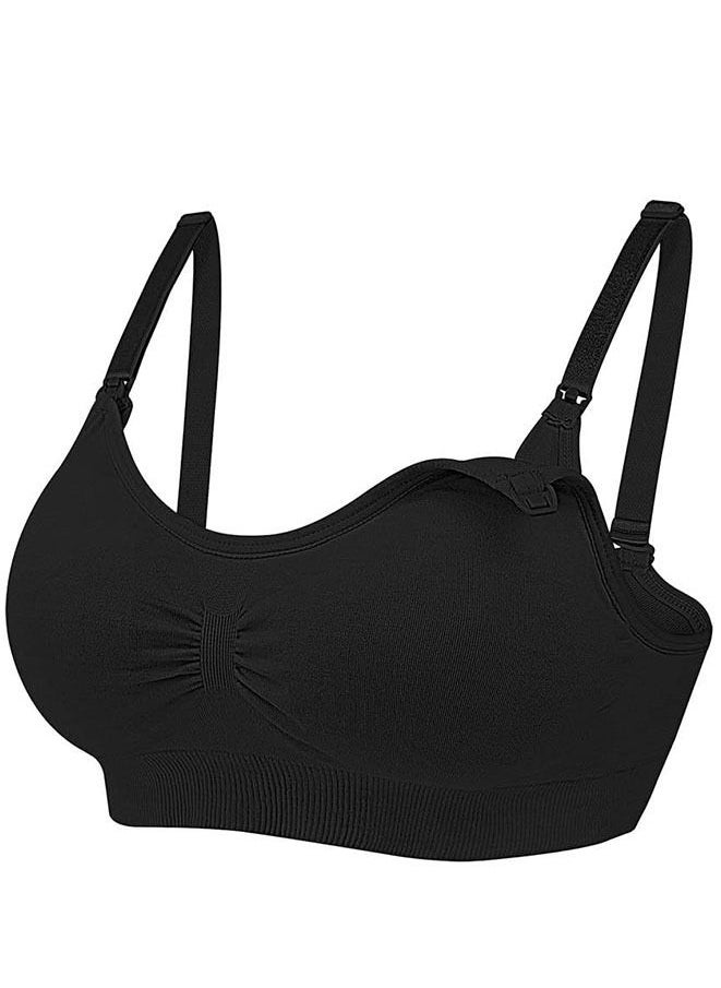 Generic - 2-Piece Women Nursing Maternity Bras Black+Beige - Image 1