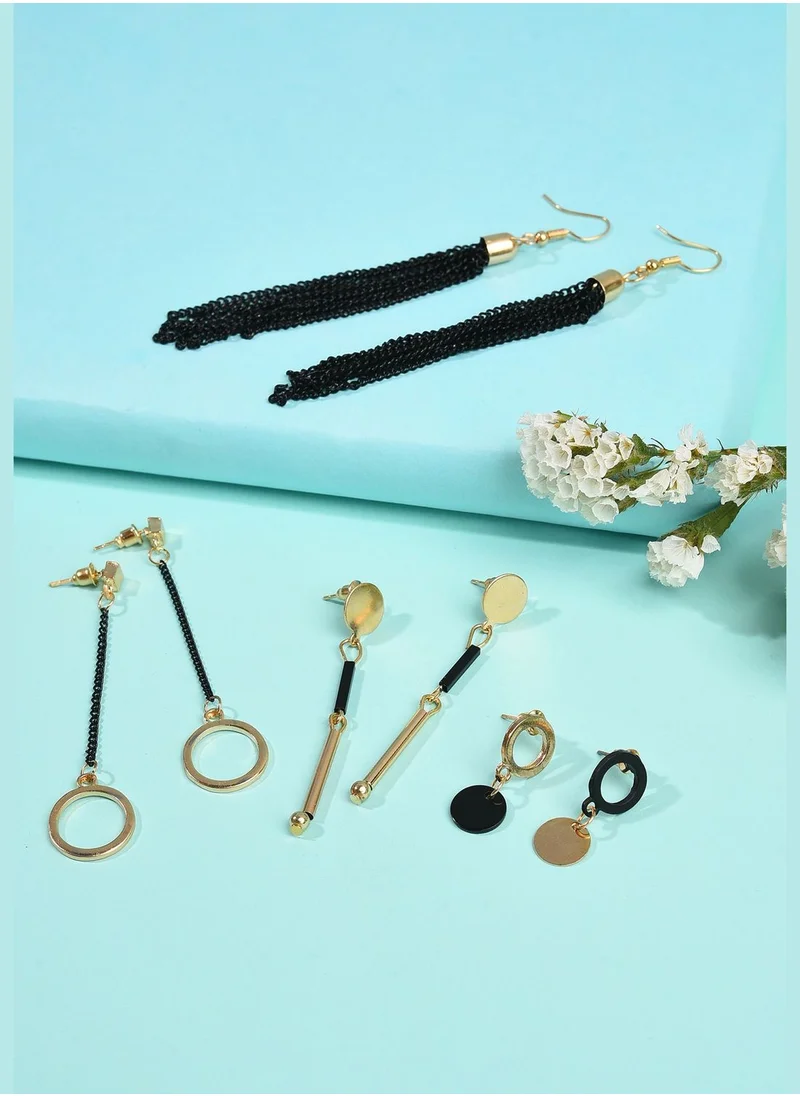 SOHI Pack of 8 Gold Plated Designer Drop Earring