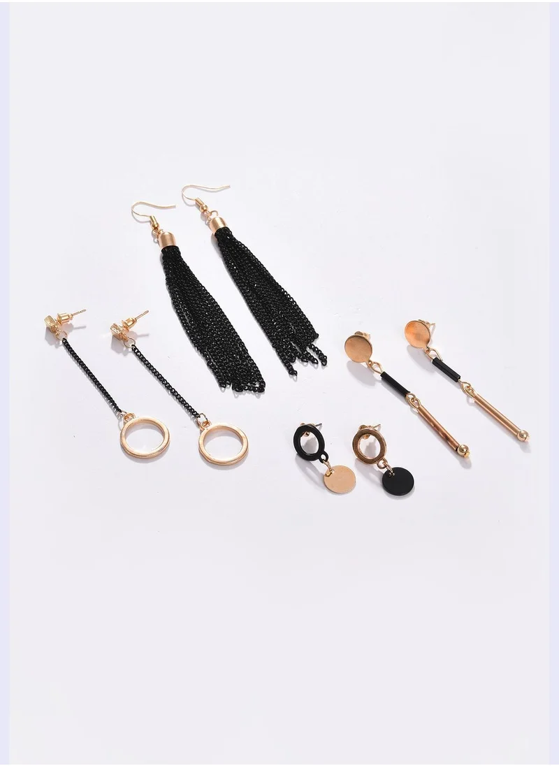 SOHI Pack of 8 Gold Plated Designer Drop Earring